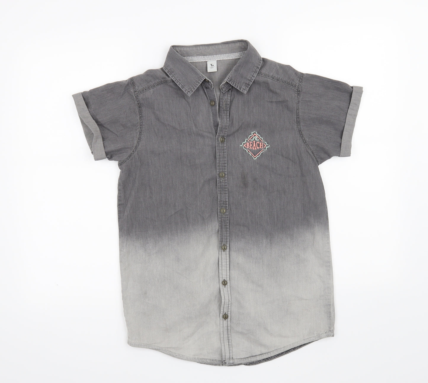TU Boys Grey   Basic Button-Up Size 14 Years