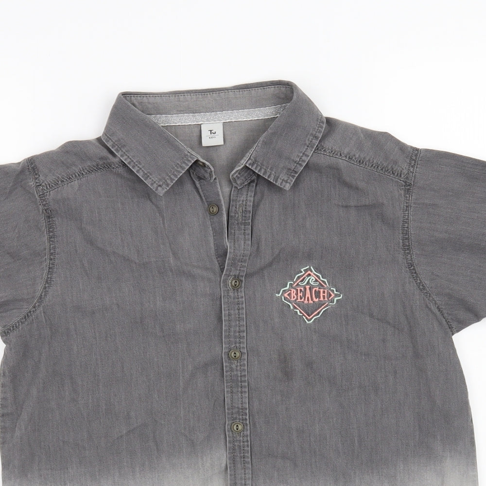 TU Boys Grey   Basic Button-Up Size 14 Years