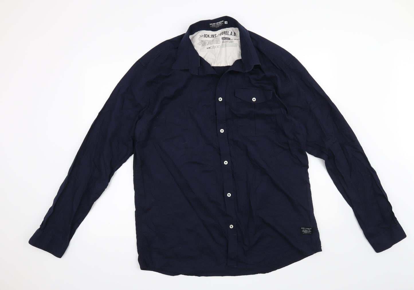 Jack Jones Mens Blue    Button-Up Size 2XL
