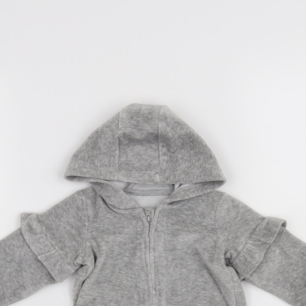 George Girls Grey   Full Zip Jumper Size 6-9 Months