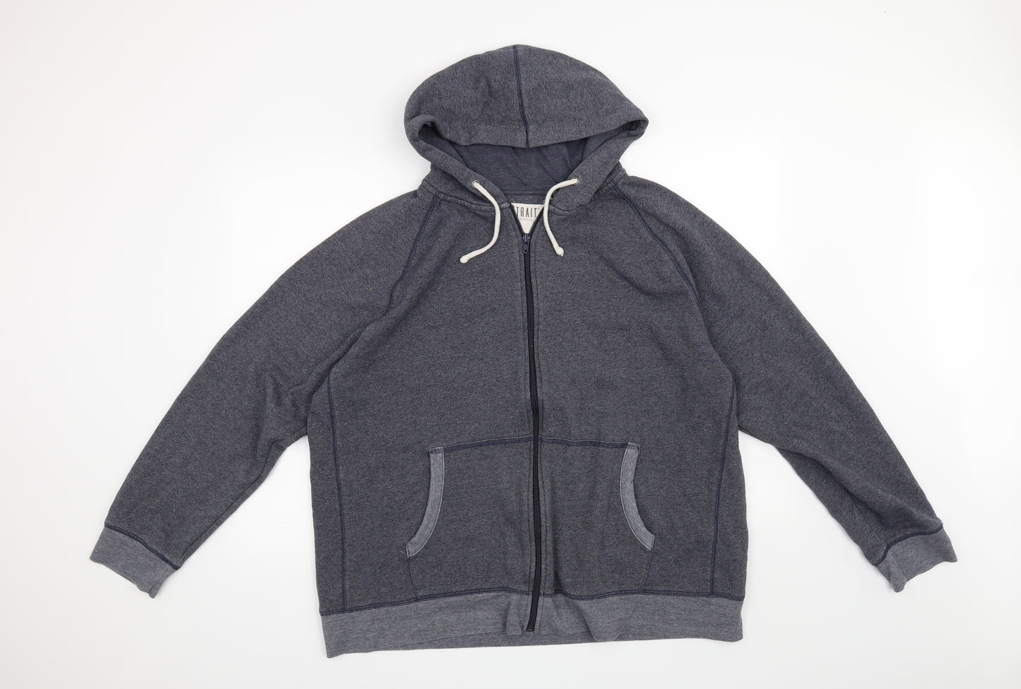 Trait Mens Grey   Full Zip Hoodie Size 2XL