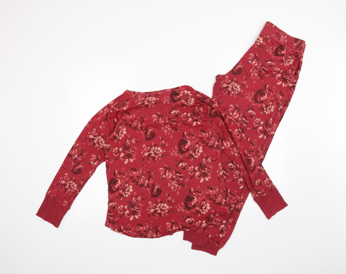 M&S Womens Red Floral  Top Pyjama Set Size 10