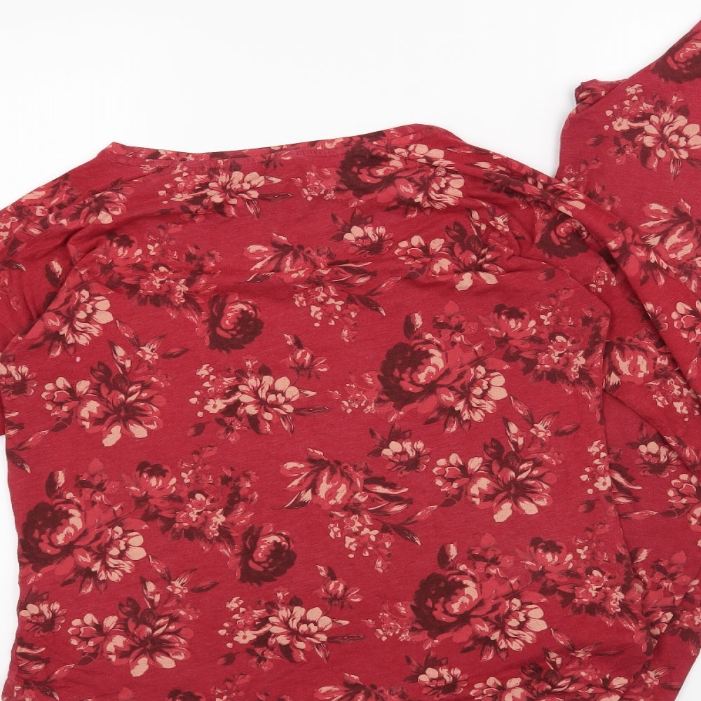 M&S Womens Red Floral  Top Pyjama Set Size 10
