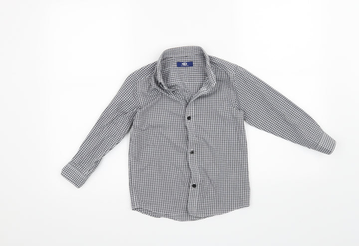 Duck & Dodge Boys Grey Check Basic Button-Up Size 5 Years