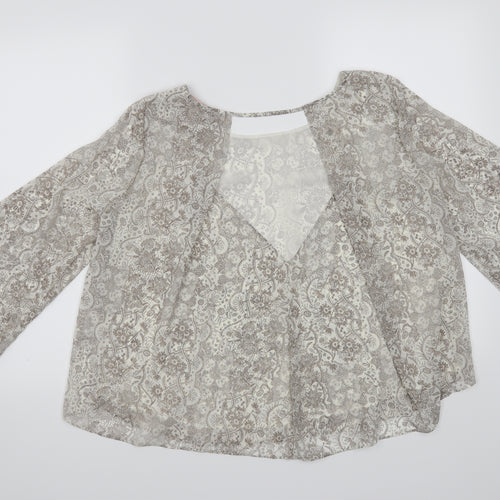 FOREVER 21 Womens Beige Floral  Basic Blouse Size M