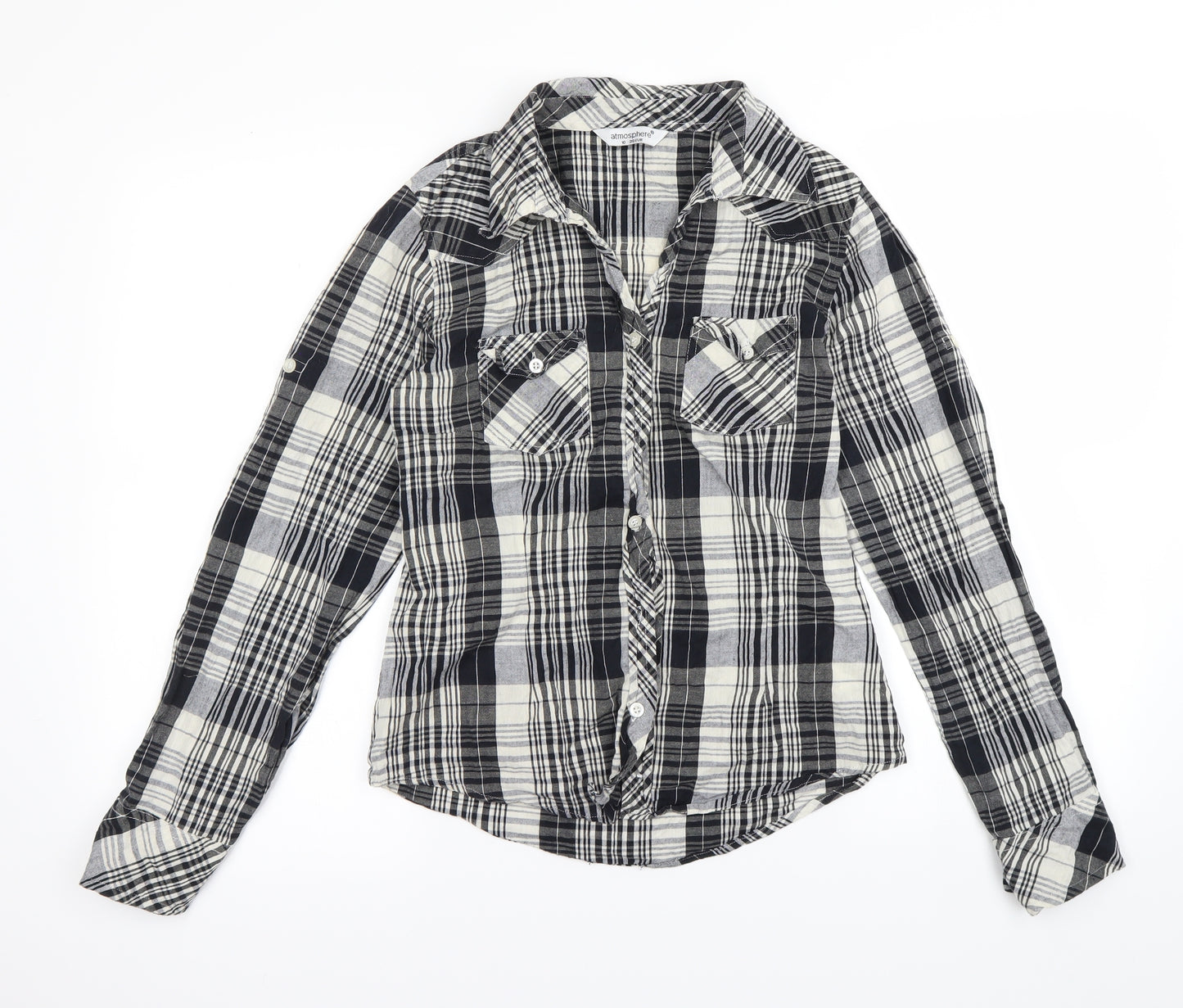 Primark Womens Black Check  Basic Button-Up Size 10