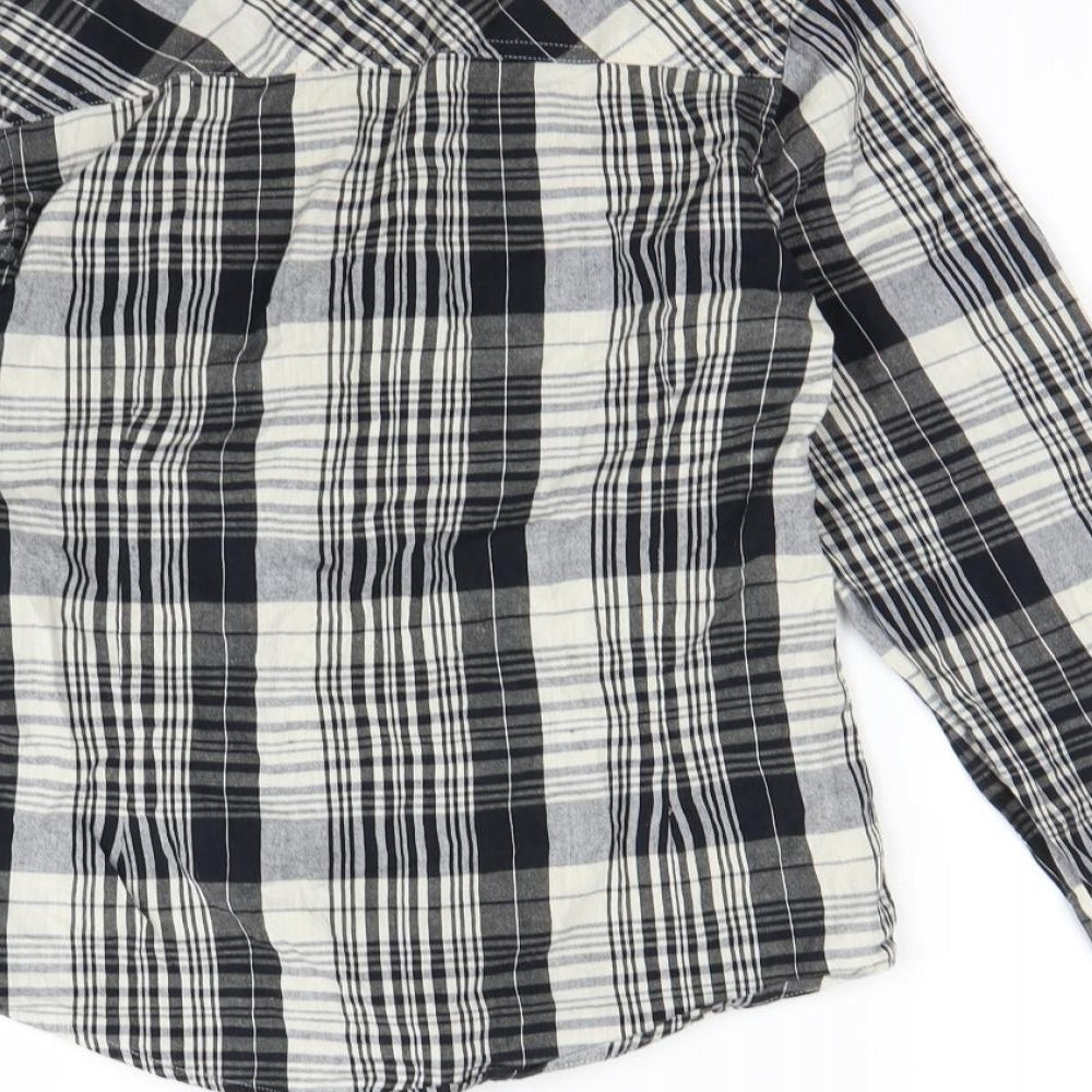 Primark Womens Black Check  Basic Button-Up Size 10