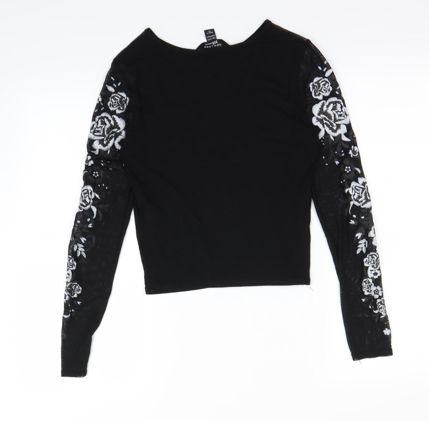 New Look Girls Black Floral  Basic T-Shirt Size 14 Years