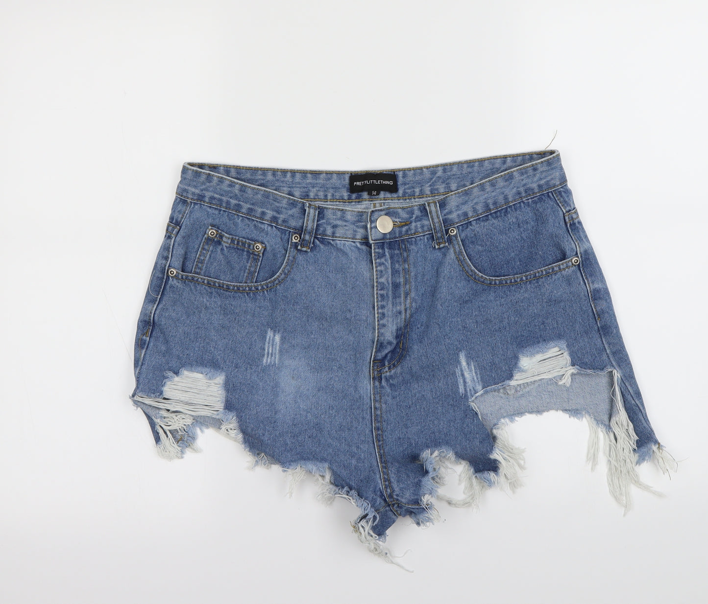 Pretty little thing Womens Blue   Cut-Off Shorts Size 14