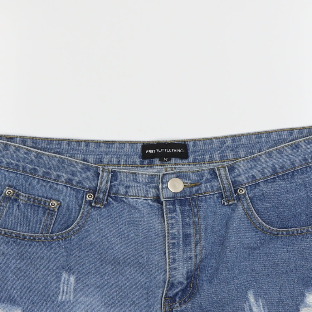 Pretty little thing Womens Blue   Cut-Off Shorts Size 14