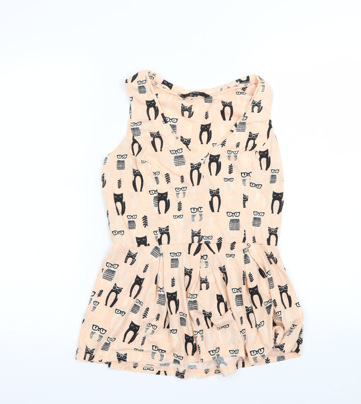Next Womens Pink Animal Print Basic Tank Size 10
