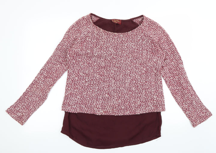 NEXT Womens Purple Houndstooth  Pullover Jumper Size 12