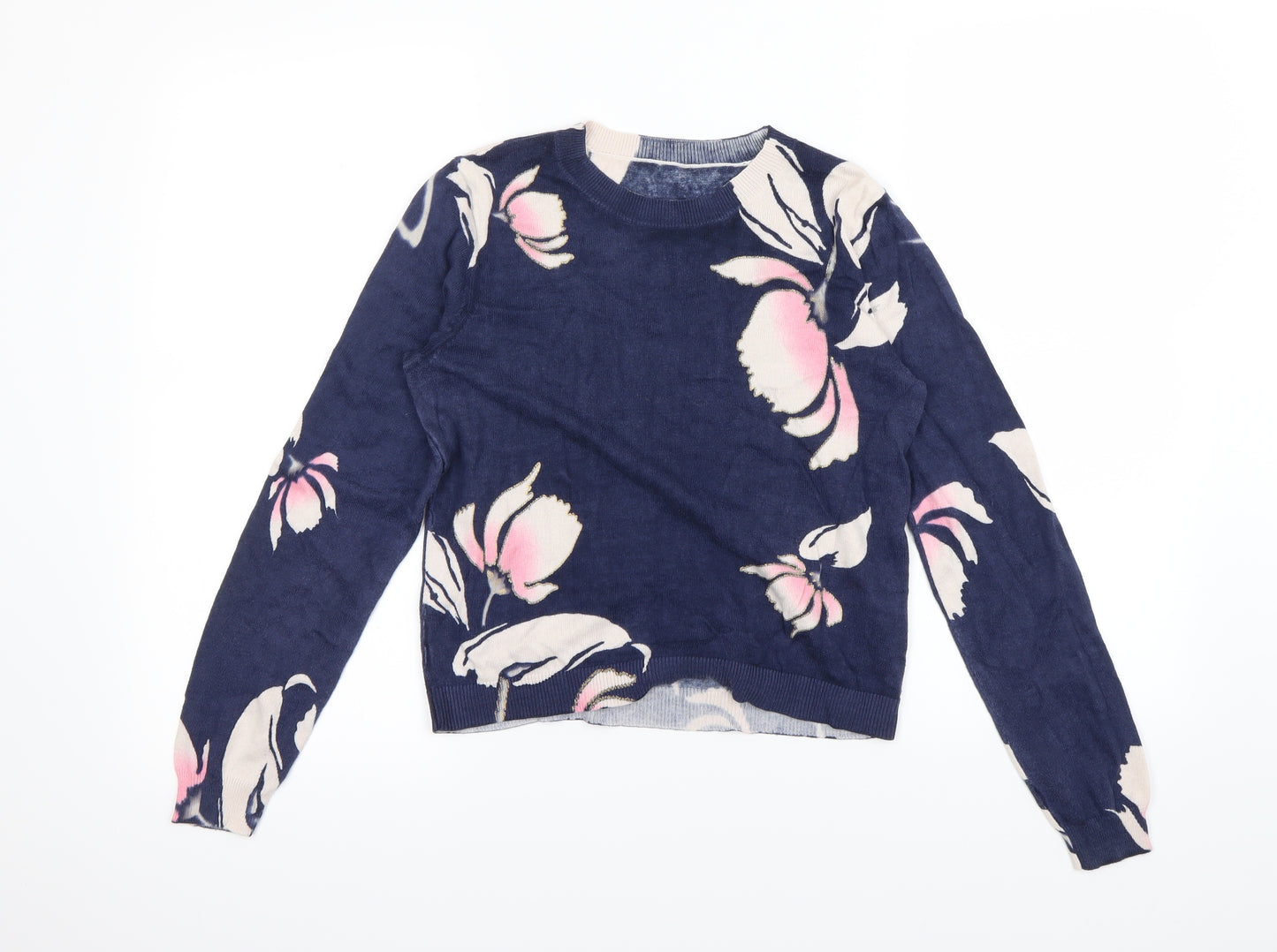 Oasis Womens Blue Floral  Pullover Jumper Size S
