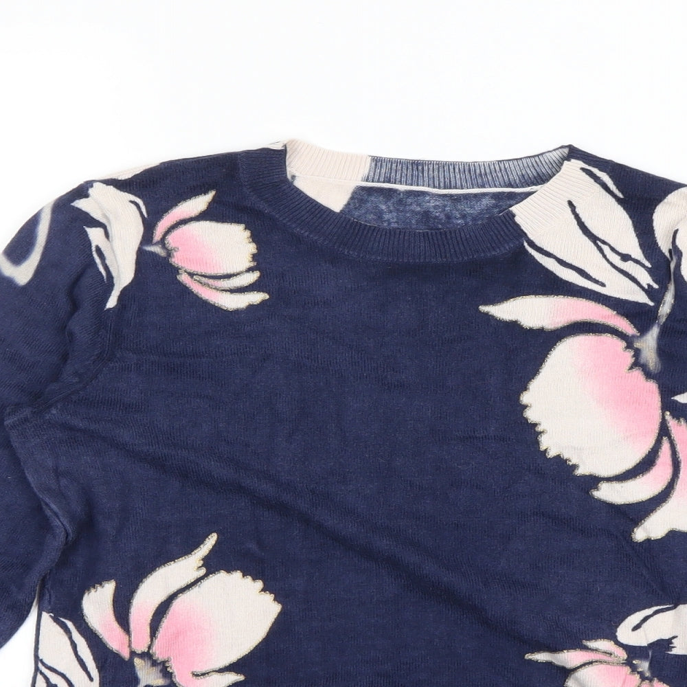 Oasis Womens Blue Floral  Pullover Jumper Size S