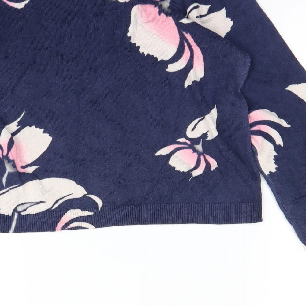 Oasis Womens Blue Floral  Pullover Jumper Size S