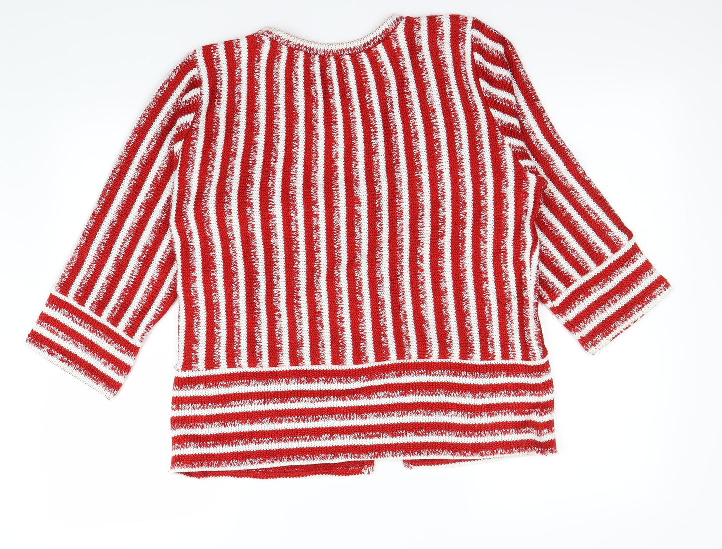 Per Una Womens Red Striped  Cardigan Jumper Size L