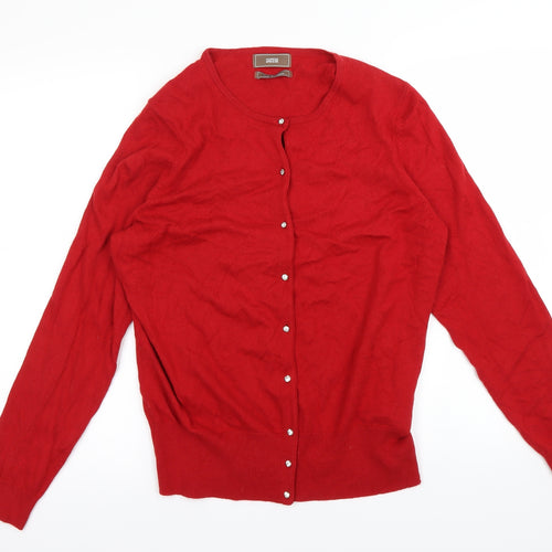 M&S Womens Red   Cardigan Jumper Size 16