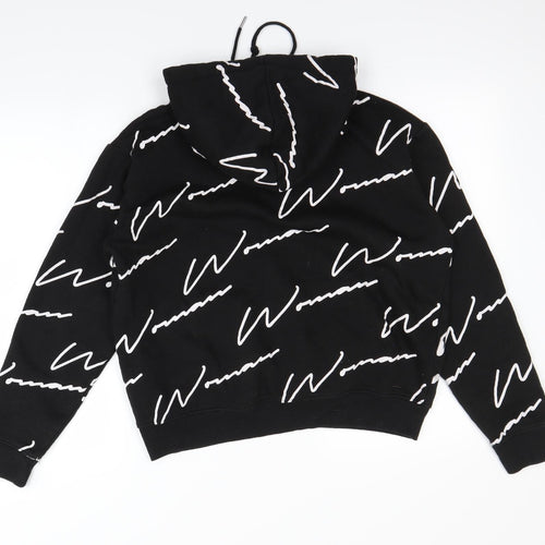 Boohoo Mens Black Polka Dot  Pullover Hoodie Size S