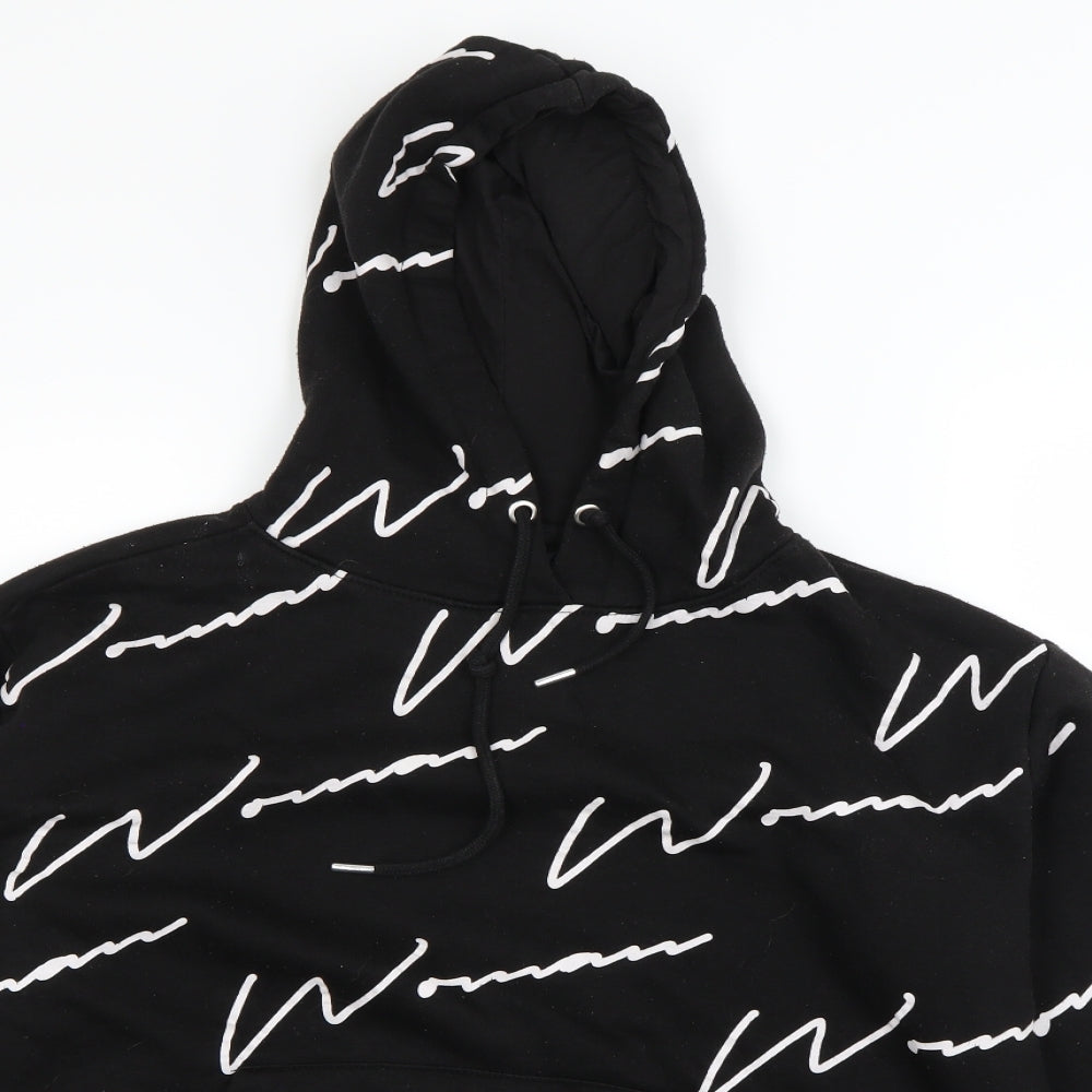 Boohoo Mens Black Polka Dot  Pullover Hoodie Size S