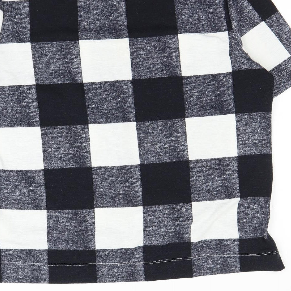 M&S Womens Blue Check  Basic T-Shirt Size 14