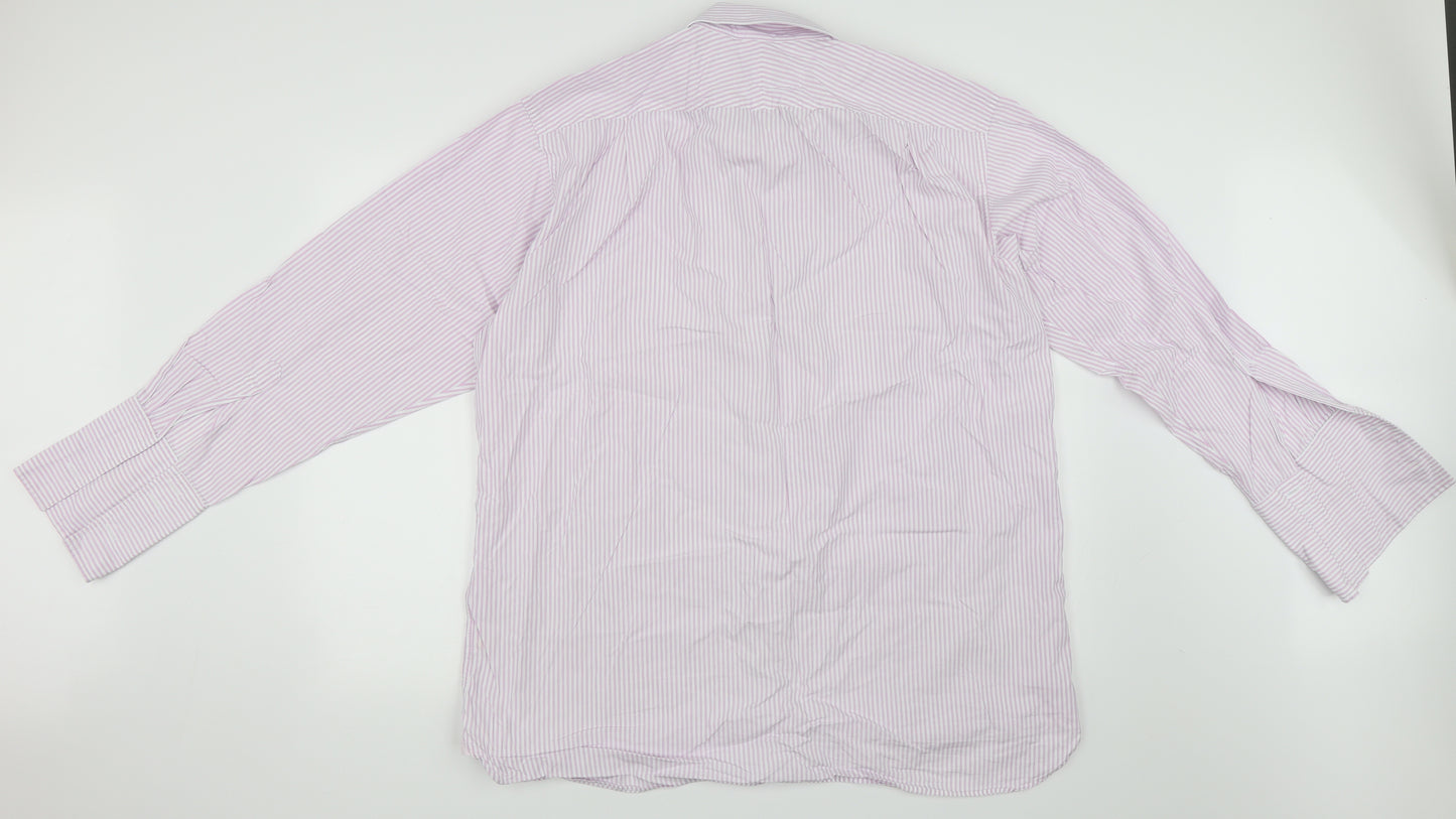 PINK Mens Pink Striped   Button-Up Size 18