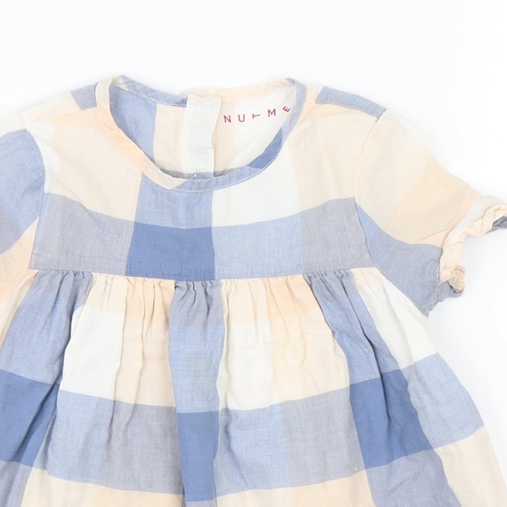 Nutmeg Girls Blue Check  T-Shirt Dress  Size 2-3 Years