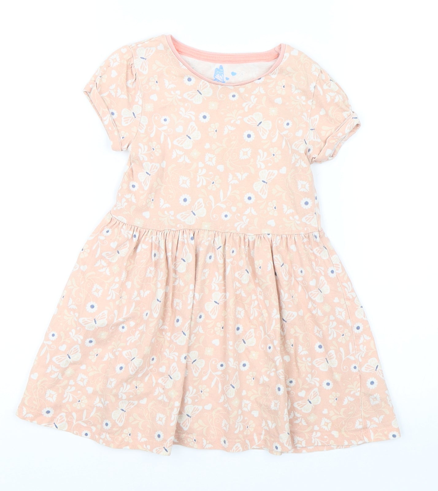 F&F Girls Pink Floral  Skater Dress  Size 2-3 Years
