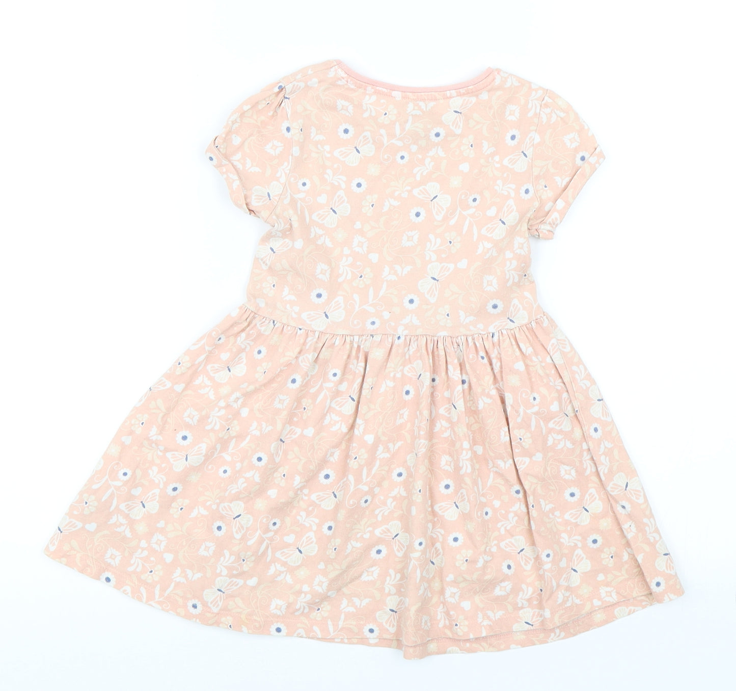 F&F Girls Pink Floral  Skater Dress  Size 2-3 Years