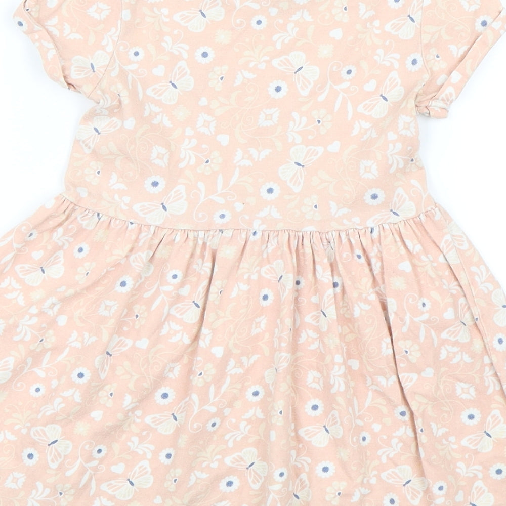 F&F Girls Pink Floral  Skater Dress  Size 2-3 Years