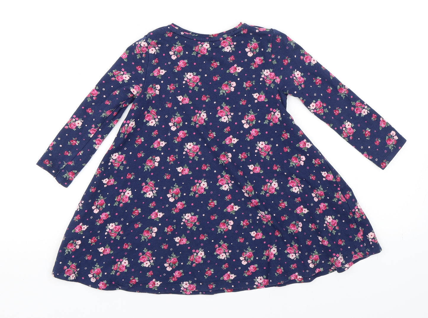 F&F Girls Blue Floral  T-Shirt Dress  Size 2-3 Years
