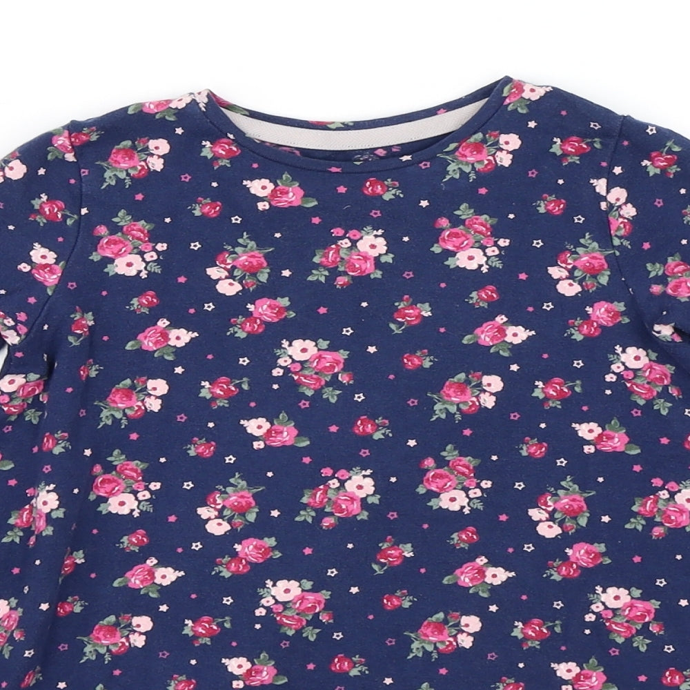F&F Girls Blue Floral  T-Shirt Dress  Size 2-3 Years