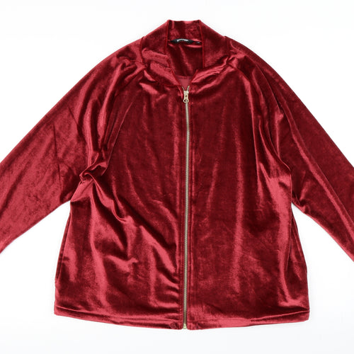 Golddigga Womens Red  Velvet Full Zip Sweatshirt Size 12