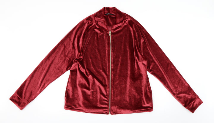 Golddigga Womens Red  Velvet Full Zip Sweatshirt Size 12