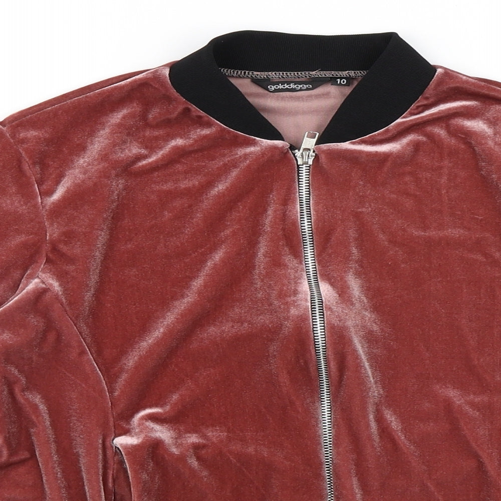 Golddigga Womens Pink   Full Zip Sweatshirt Size 10