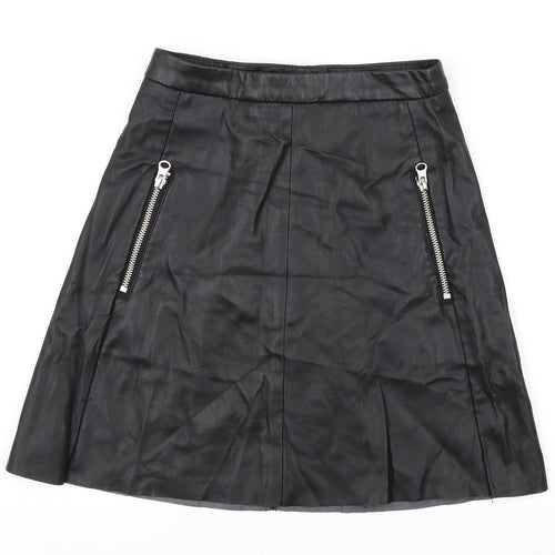 H&M Womens Black   Pleated Skirt Size 6  - Faux Leather