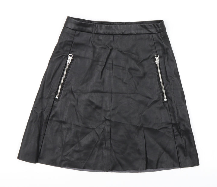 H&M Womens Black   Pleated Skirt Size 6  - Faux Leather