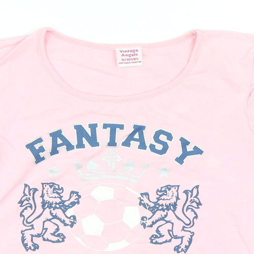 Vintage Angels Girls Pink   Basic T-Shirt Size 9 Years