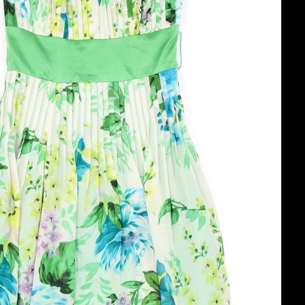 Monsoon Womens Green Floral  Fit & Flare  Size 6