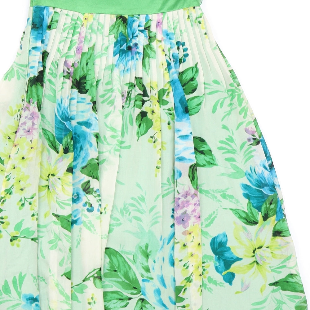 Monsoon Womens Green Floral  Fit & Flare  Size 6