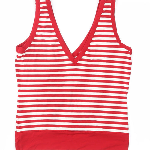 Marks and Spencer Womens Red Striped  Basic Tank Size 10