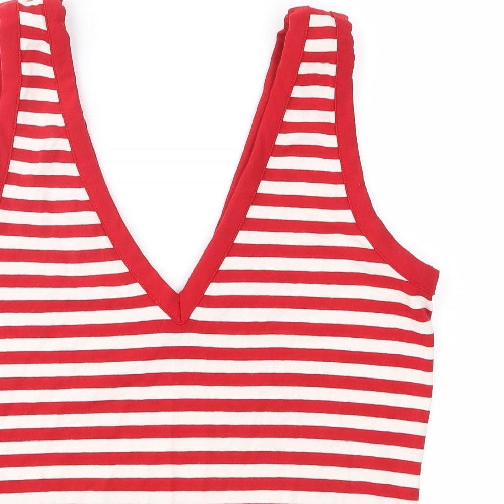 Marks and Spencer Womens Red Striped  Basic Tank Size 10