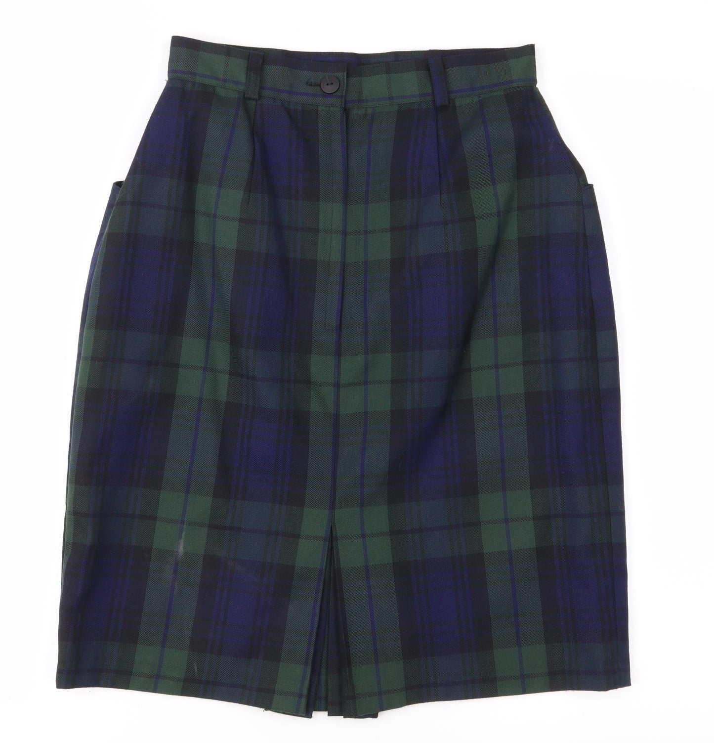 Essentials Womens Green Plaid  A-Line Skirt Size 26 in