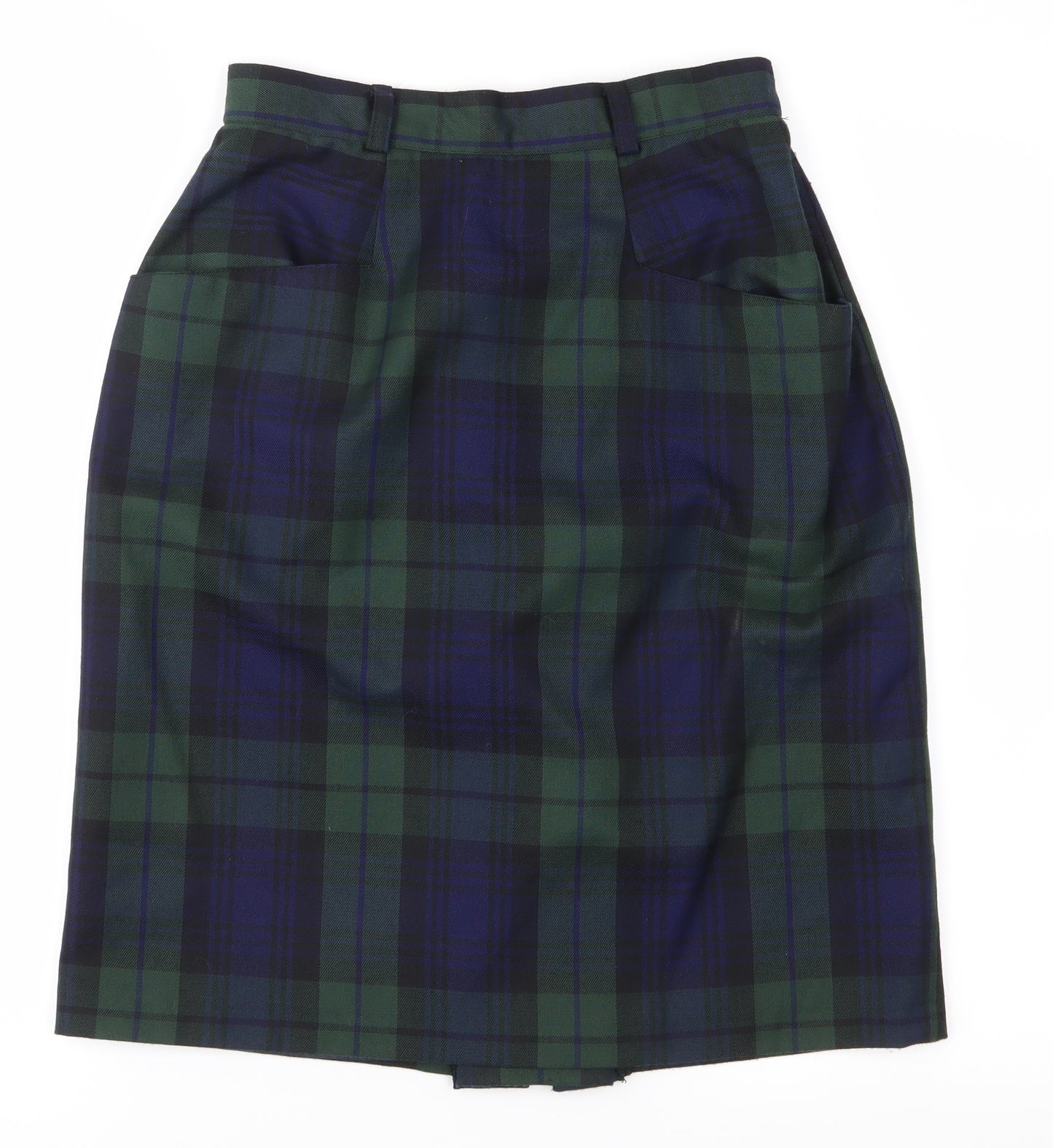 Essentials Womens Green Plaid  A-Line Skirt Size 26 in
