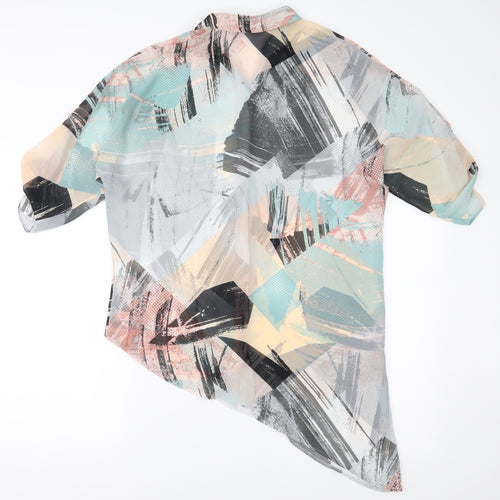 V by Very Womens Blue Geometric  Basic Button-Up Size 8  - See Through