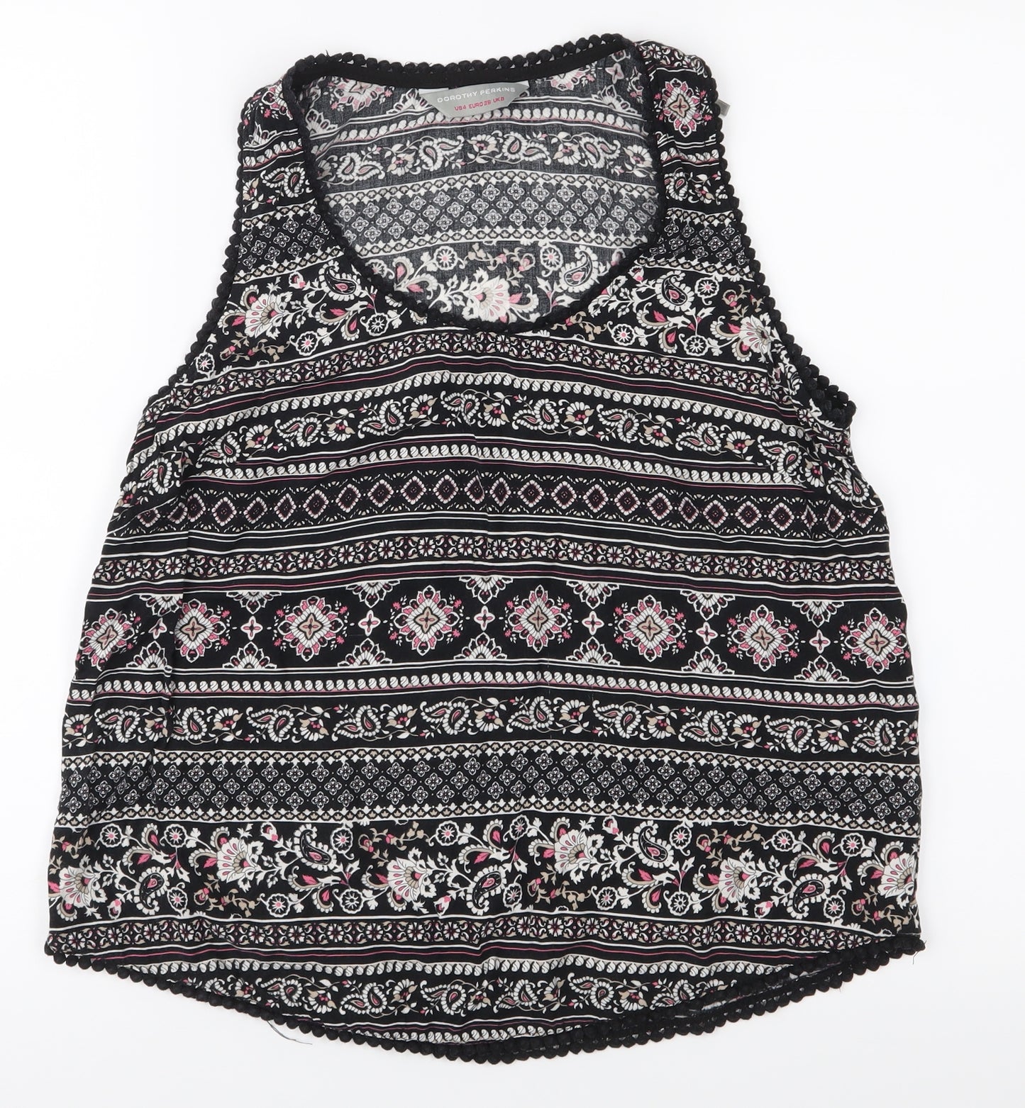 Dorothy Perkins Womens Black Paisley  Basic Tank Size 8