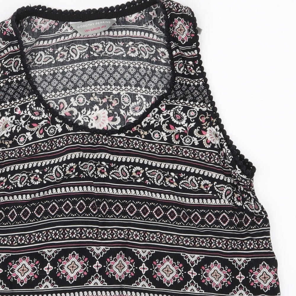 Dorothy Perkins Womens Black Paisley  Basic Tank Size 8