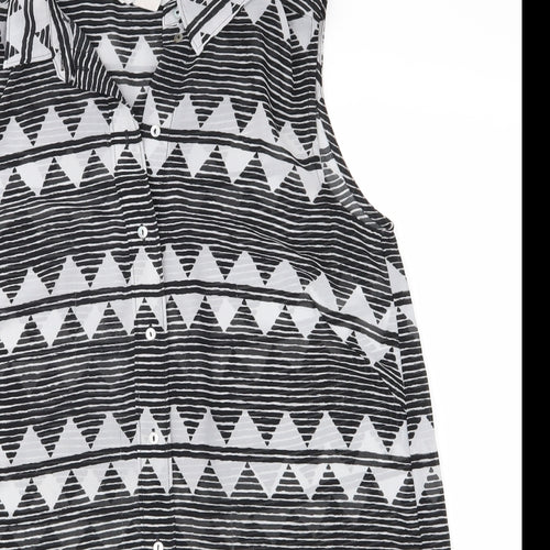 H&M Womens Black Geometric  Basic Blouse Size 36  - See Through