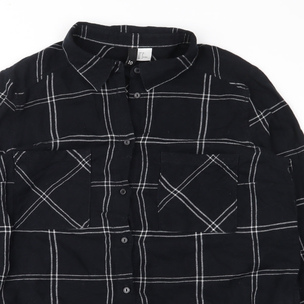 H&M Womens Black Plaid  Basic Button-Up Size 10