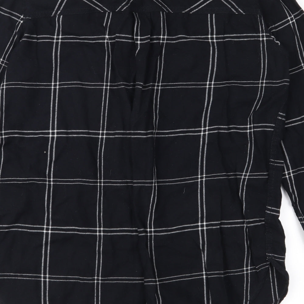H&M Womens Black Plaid  Basic Button-Up Size 10