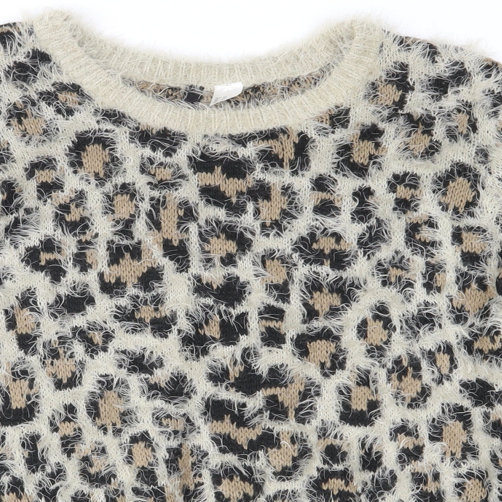 Divided by H&M Womens Brown Animal Print  Pullover Jumper Size XS
